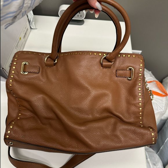 Michael Kors Hamilton Whipped Stitch Brown Leather Handbag - Picture 4 of 9